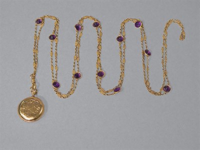Lot 42 - Antique Gold & Amethyst Chain & Pendant-Watch