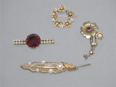 Lot 288 - Four Gold & Gem-Set  Pins