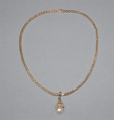 Lot 169A - Cultured Pearl & Diamond Pendant & Gold Chain