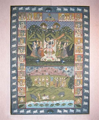 Lot 4100 - Indian Painting of a Deity and Attendants 20th...