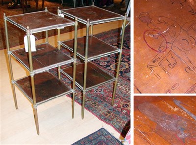 Lot 4113 - Pair of Brass and Lacquered Etageres Late...