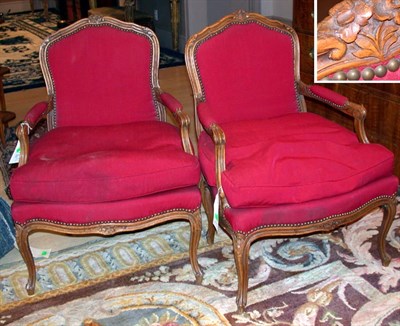 Lot 4115 - Pair of Louis XV Style Carved Beechwood...
