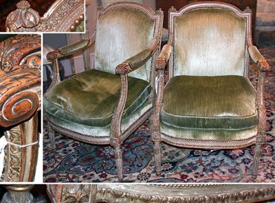 Lot 4121 - Pair of Louis XVI Style Painted and Parcel...