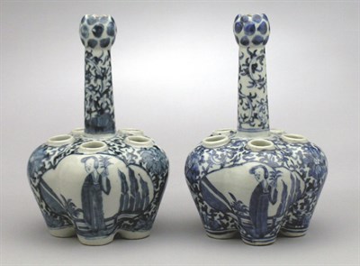 Lot 4090 - Pair of Chinese Blue and White Vases Early...