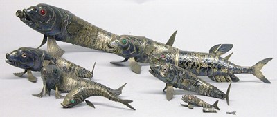 Lot 4138 - Group of Continental Silver Reticulated Fish...
