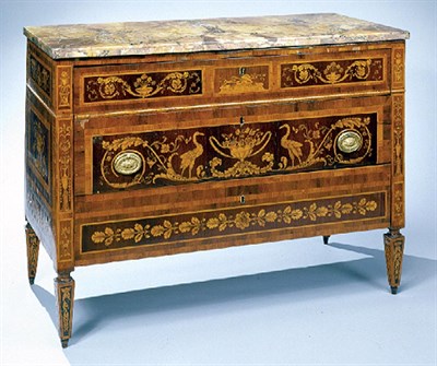 Lot 4181 - Italian Neoclassical Marquetry Commode In the...