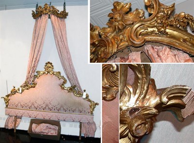 Lot 4109 - Italian Gilt-Wood Headboard and Corona Late...