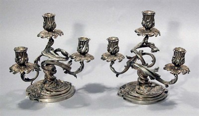 Lot 4185 - Pair of Louis XV Style Silver Plated...