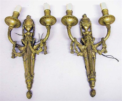 Lot 4187 - Pair of Louis XVI Style Gilt-Bronze Two-Light...