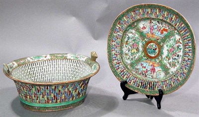 Lot 4105 - Chinese Porcelain Rose Medallion Basket and...