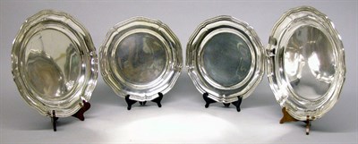 Lot 4148 - Two Pairs of Continental Silver Platters Each...