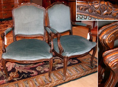 Lot 4155A - Pair of Louis XV Style Stained Beechwood...