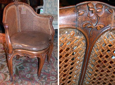 Lot 4108 - Provincial Louis XV Beechwood Caned Bergere de...