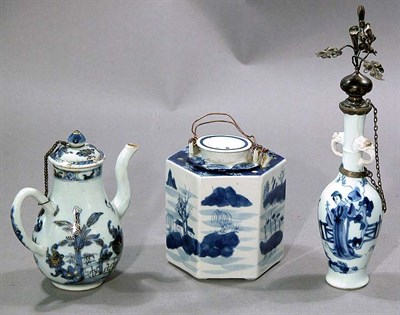 Lot 4081 - Three Chinese Export Blue and White Glazed...