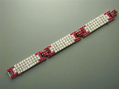 Lot 513 - Art Deco Diamond and Ruby Bracelet