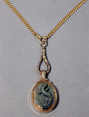 Lot 530 - Gold and Labradorite Cameo Pendant and Chain