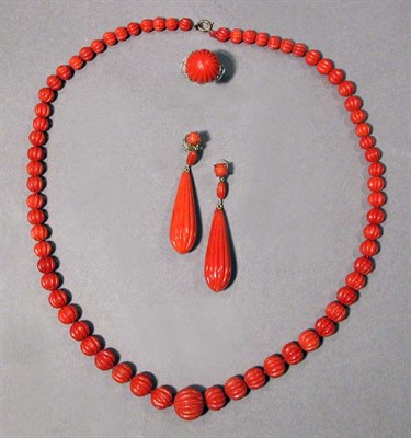 Lot 532 - Group of Carved Coral Jewelry