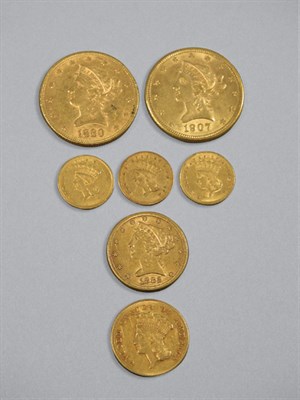Lot 98 - Seven U.S. Gold Coins