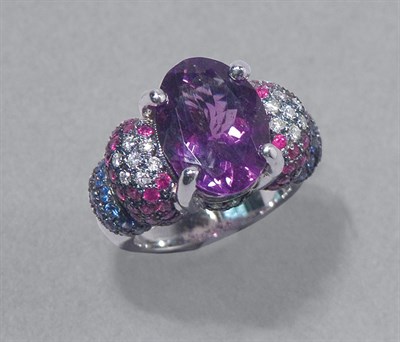 Lot 158 - Amethyst, Ruby, Sapphire, Tsavorite & Diamond Ring