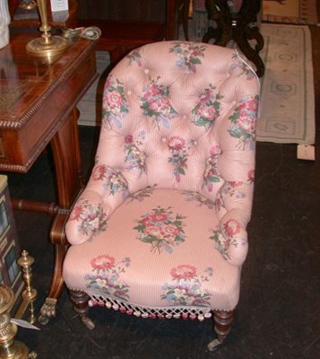 Lot 3082A - Victorian Tufted Upholstered Slipper Chair