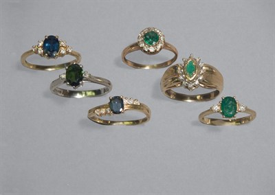 Lot 119 - Six Diamond & Gem-Set Rings