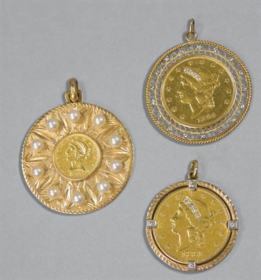 Lot 159 - Three Gold Coin Pendants