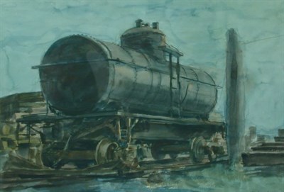 Lot 197 - Reginald Marsh 1898-1954 TANK CAR AT SIDING,...