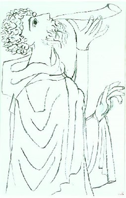 Lot 189 - Ben Shahn 1898-1969 BEARDED MAN SOUNDING HORN,...