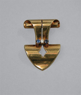 Lot 316 - Gold, Sapphire & Diamond Clip-Brooch