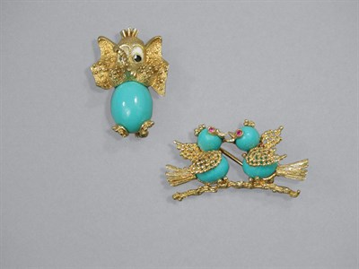 Lot 317 - Two Gold & Turquoise Pins