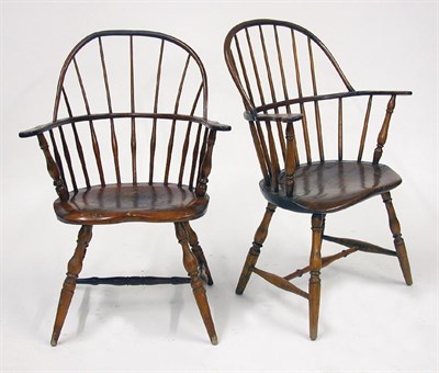 Lot 2104 - Two Sack Back Windsor Armchairs Early 19th...