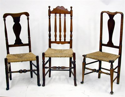 Lot 2105 - Group of Rush Seat Side Chairs 18th/19th...