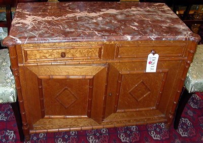 Lot 1214 - Faux Bamboo Marble Top Fruitwood Side Cabinet...