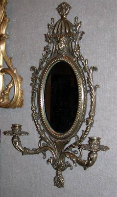 Lot 422 - Pair of Gilt-Metal Mirror-Back Two-Light Sconces