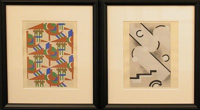 Lot 105 - Serge Gladky [COMPOSITIONS] Two color pochoirs,...