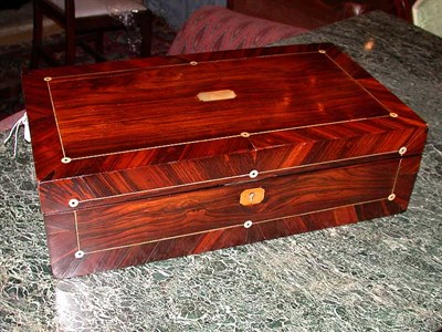 Lot 479 - Brass Bound Rosewood Writing Box