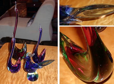 Lot 114 - Four Italian Art Glass Bird Figues