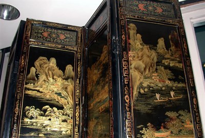 Lot 562 - Chinese Landscape Decorated Lacquered...
