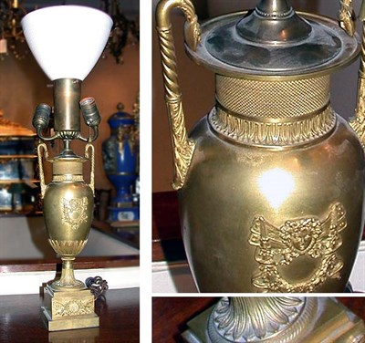 Lot 546 - Empire Style Gilt-Metal Urn-Form Lamp