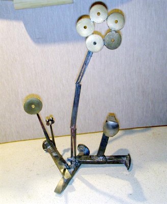 Lot 139 - Abstract Metal Sculpture Together with a Pair...