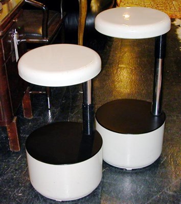Lot 154 - Pair of Metal Adjustable Stools; Together with...