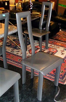 Lot 160 - Set of Eight Leather Dining Chairs