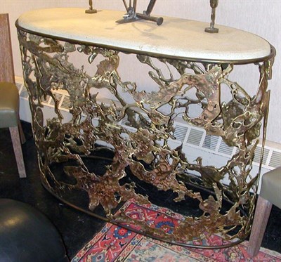 Lot 179 - Patinated-Metal and Composition Stone Console