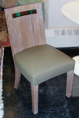 Lot 182 - Three Limed Wood and Leather Side Chairs