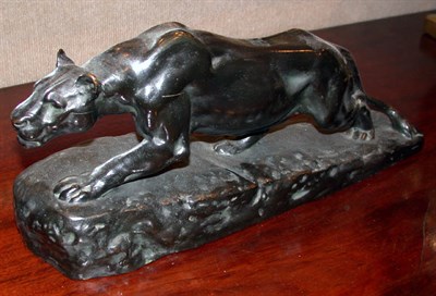 Lot 307 - Patinated Metal Figure of a Panther Signed...