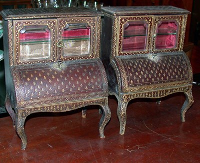 Lot 312 - Two Louis XV Style Leather Miniature Bureaus