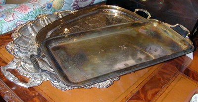Lot 377 - Three Silver Plated Serving Trays