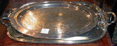 Lot 378 - Three Silver Plated Serving Trays