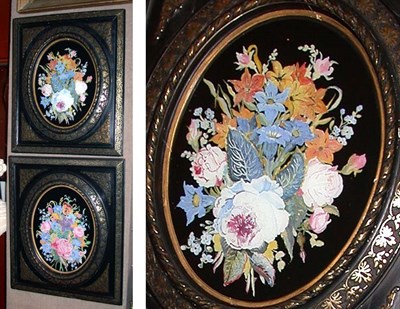 Lot 458 - Pair of Reverse Painted Glass Panels