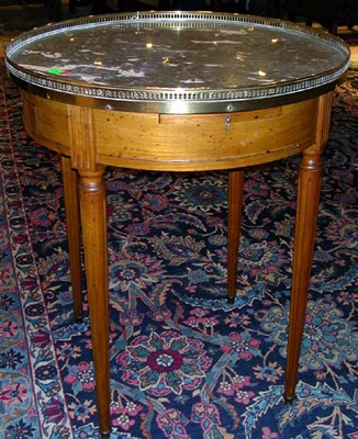 Lot 1396 - Louis XVI Style Marble Top Mahogany Bouillotte...